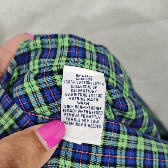 Ralph Lauren Blue Label Green Blue Plaid Shirt Men Size M Long Sleeve Pony Logo - Picture 8 of 9